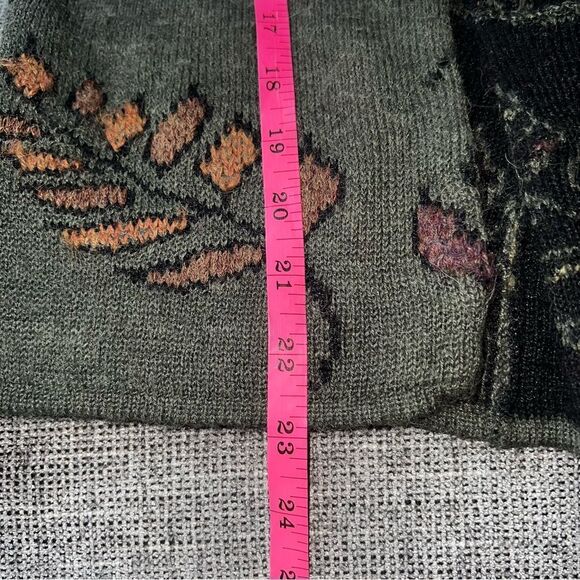 Peruvian Link Alpaca Green Floral Boho Cardigan Sweater M - Picture 9 of 9